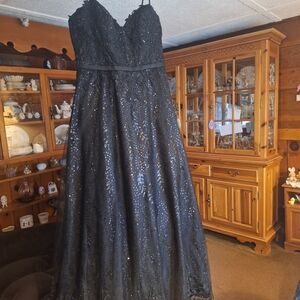 Jules & Cleo Black Sequin A-Line Evening Gown
